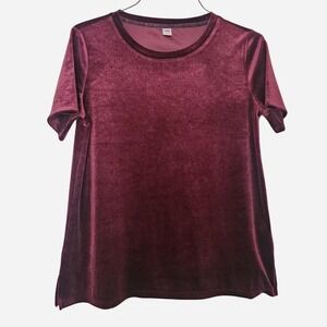 Old Navy Velvet Soft Short Sleeve Top Burgundy size S relaxed fit